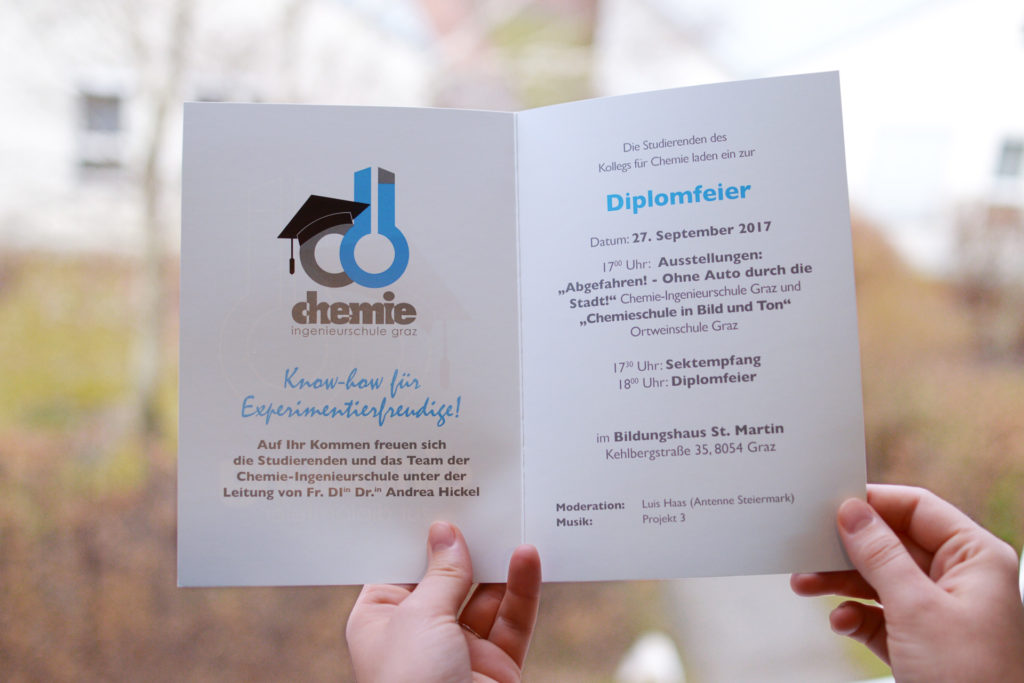 Kolleg für Chemie, Einladung zur Diplomfeier, Innenseiten