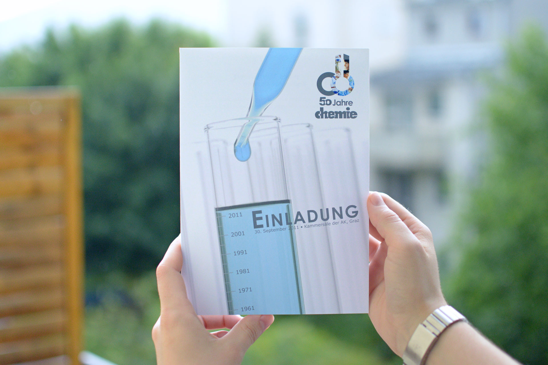 Chemie Akademie, Einladung zur 50-Jahr Feier, Titelseite