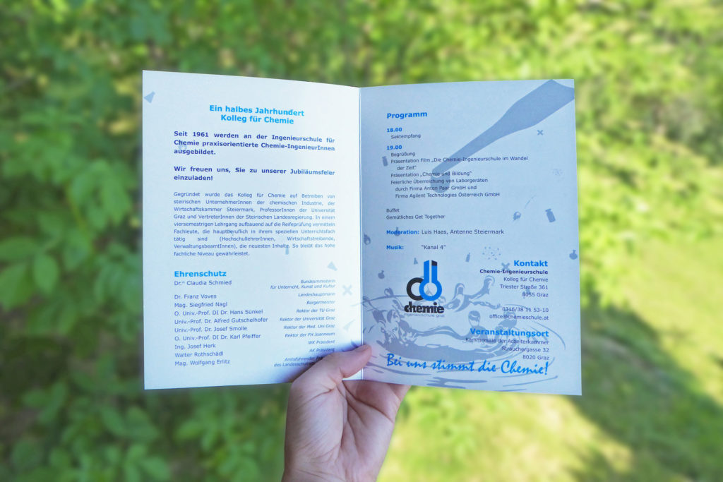 Chemie Akademie, Einladung zur 50-Jahr Feier, Innenseiten